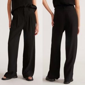 Everlane The City Stripe Way-High Drape Pants Black Size 8 Minimal Office Wear